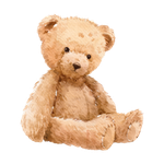 Warm brown teddy bear sitting upright icon
